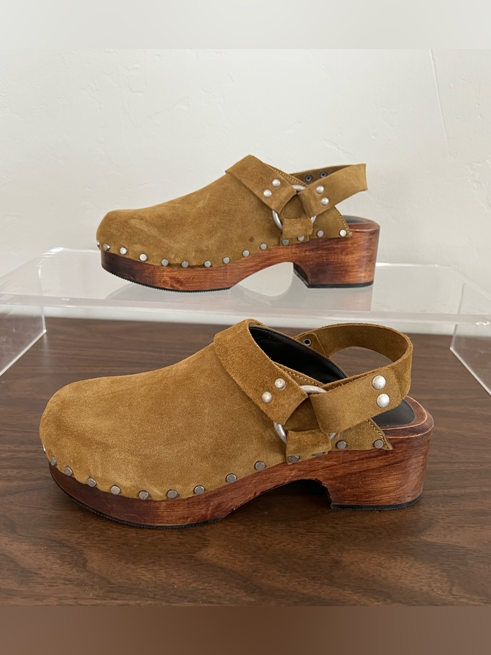 Re/Done 70s studded slingback suede leather clogs size 39